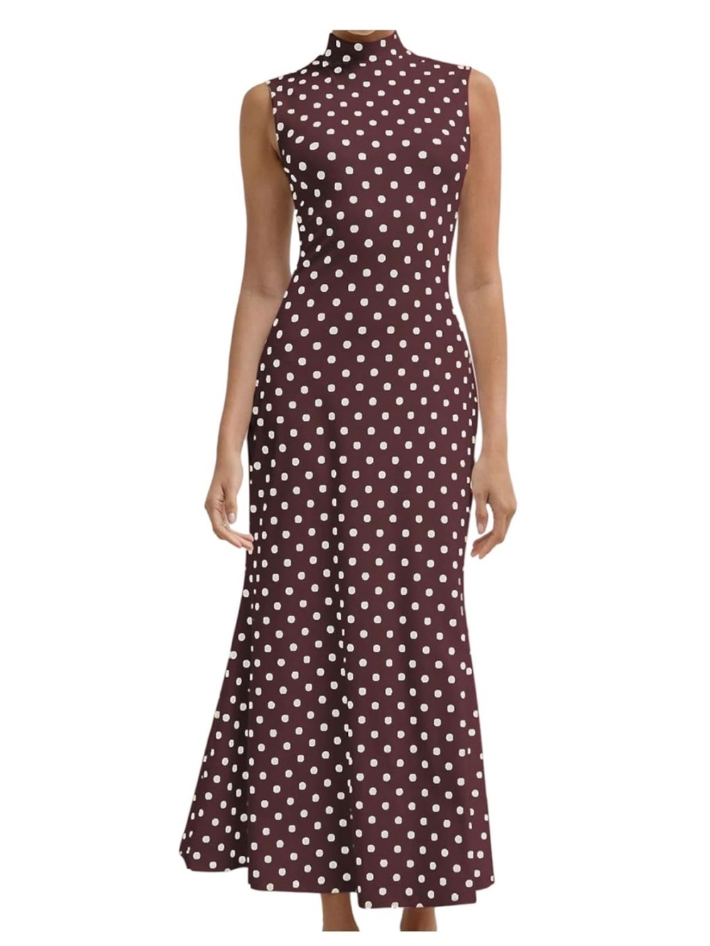 Brown Polka Dot Maxi Dress Milumia Size Medium